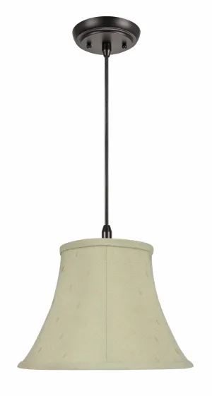 # 70100-11 One-Light Hanging Pendant Ceiling Light with Transitional Bell Fabric Lamp Shade, Camel, 13" width