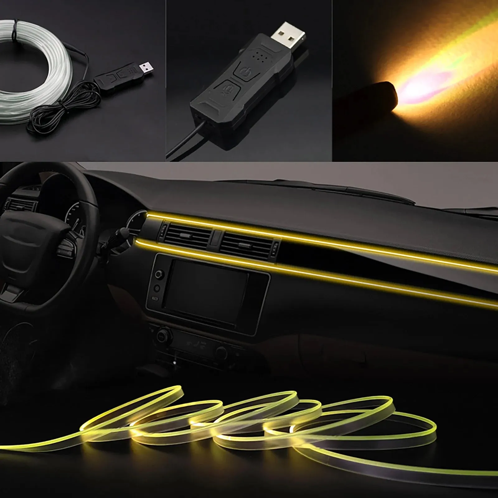 1/2/3/4/5M RGB Car Interior Ambient LED Light Strip.