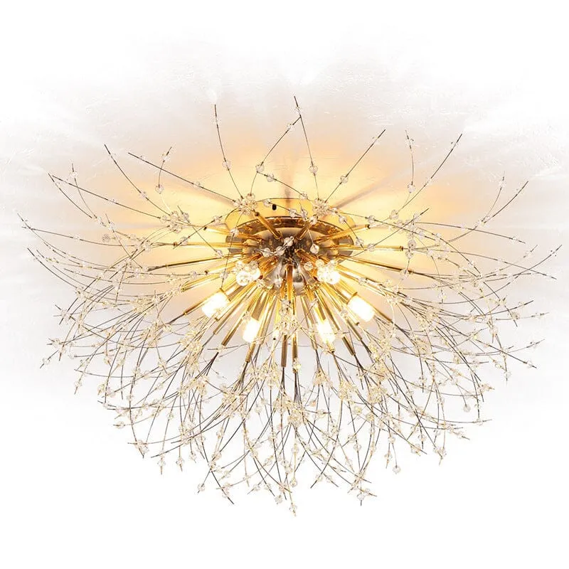 Modern Mid-Century Sputnik Flush Mount Ceiling Light with Elegant Design and Brass Finish