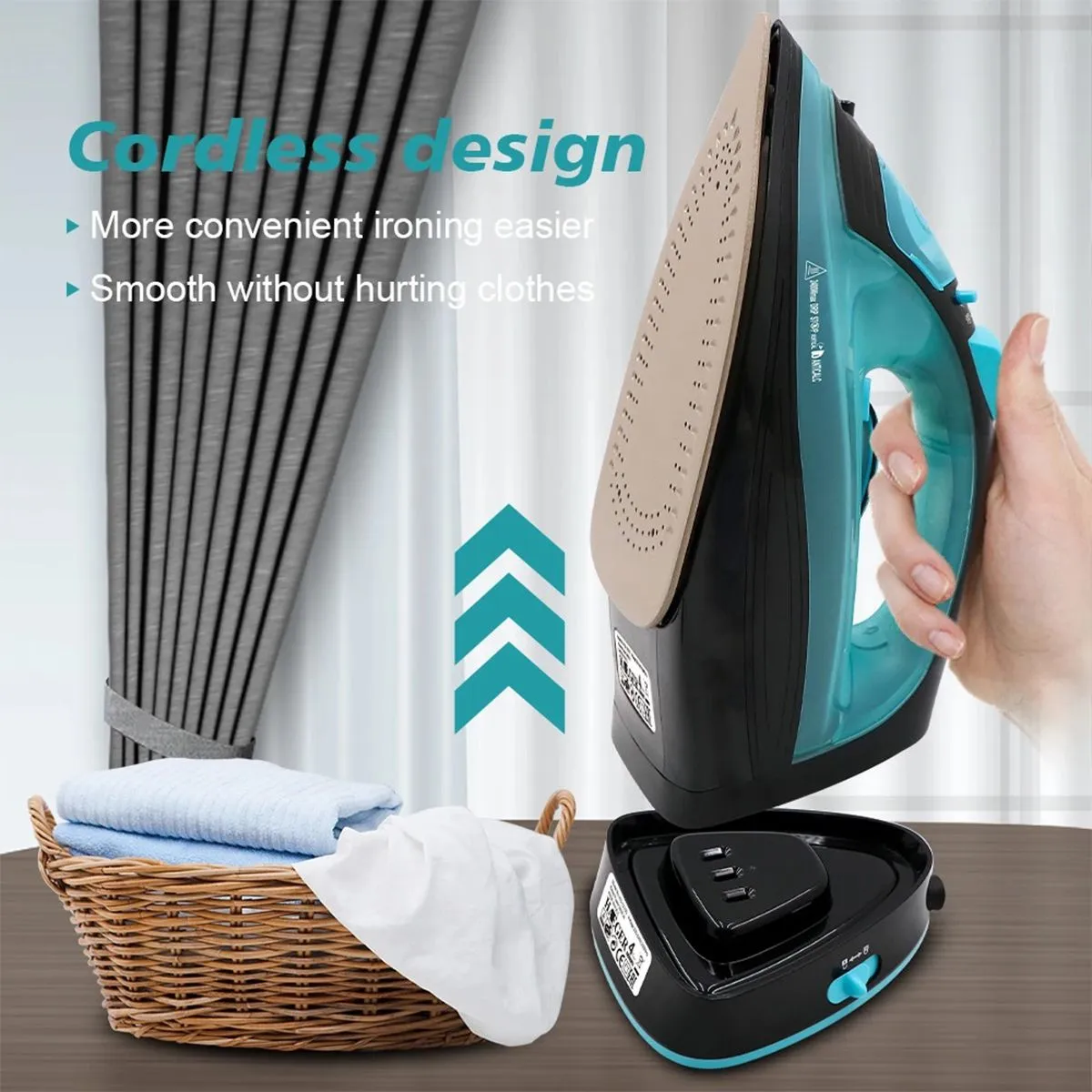 2400W Steam Iron 5 Speed Adjust Cordless Wireless Charging Portable Clothes Ironing Steamer Portable Ceramic Soleplate EU Plug