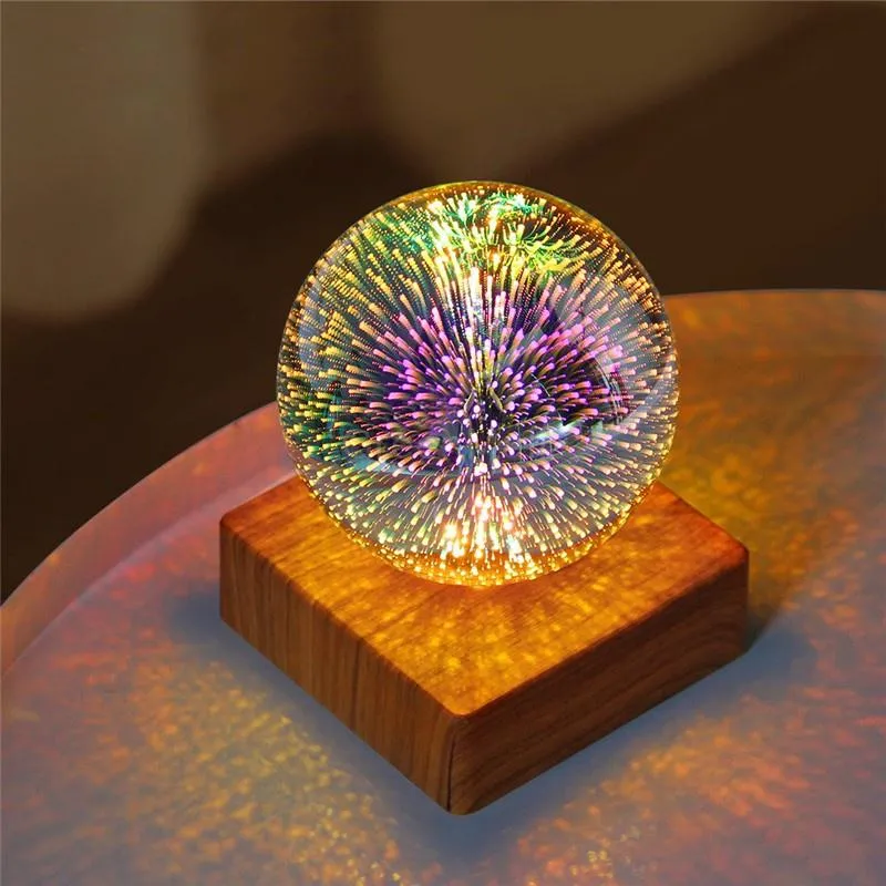 3D Firework Crystal Ball Lamp Home Bedside Table Atmosphere Luminous Starry Sky LED Night Light