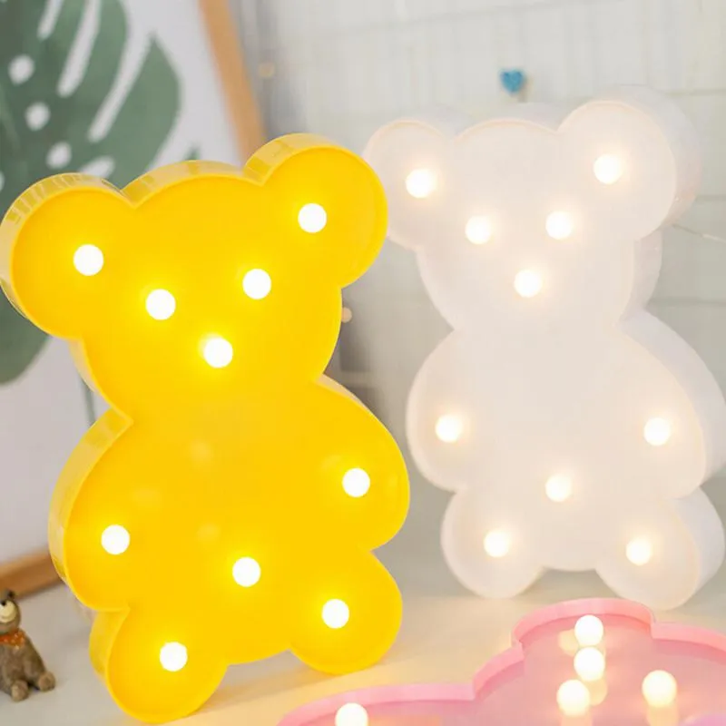 3D LED Bears Night Lights Cartoon Table Lamp Christmas Home Decor Kids Room Gifts