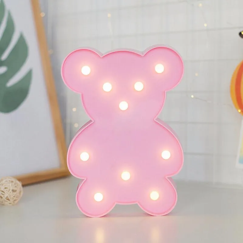 3D LED Bears Night Lights Cartoon Table Lamp Christmas Home Decor Kids Room Gifts