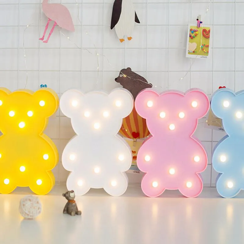 3D LED Bears Night Lights Cartoon Table Lamp Christmas Home Decor Kids Room Gifts