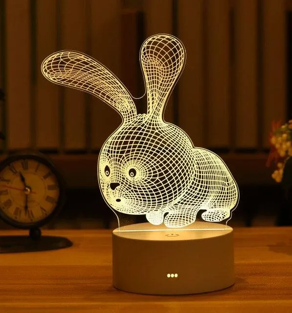 3D LED Night Light Table Bedside Lamp Romantic Heart Bear Light Home Decoration Gift Box