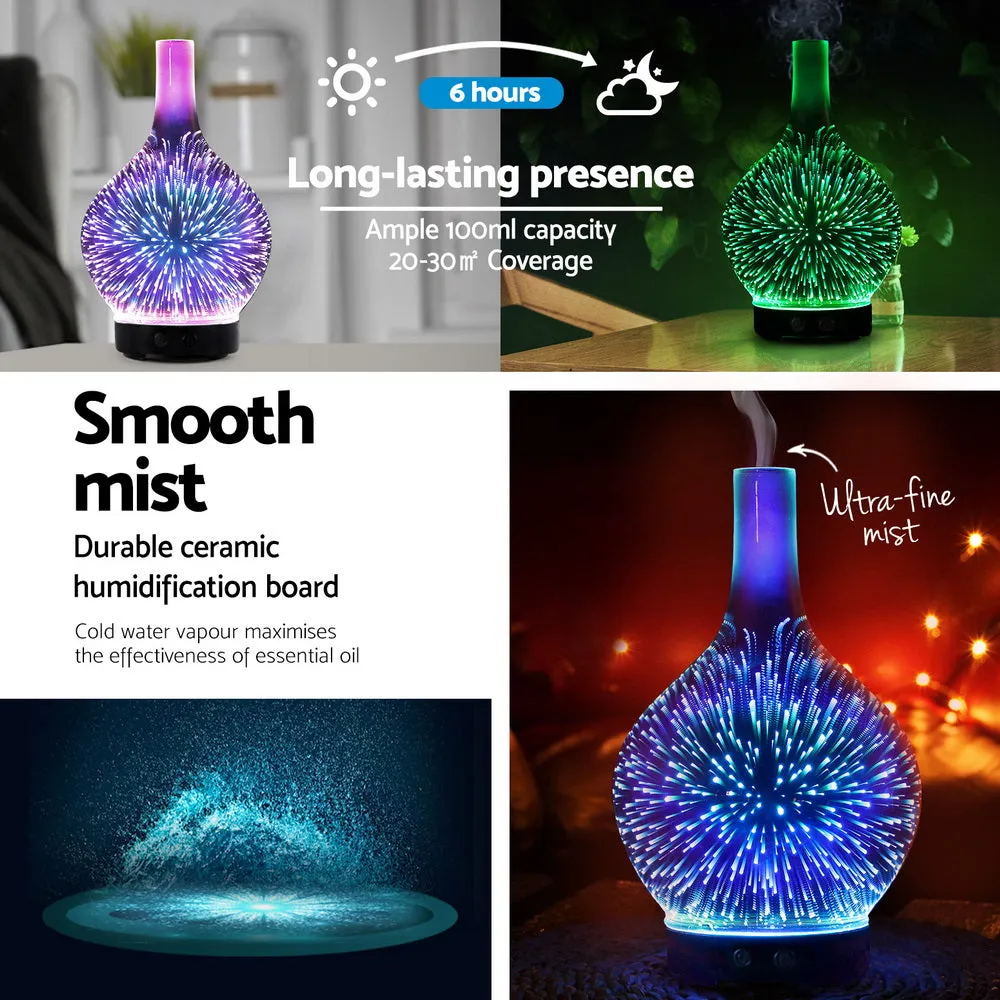 3D Light Aroma Diffuser Humidifier 100ml Ultrasonic - Devanti