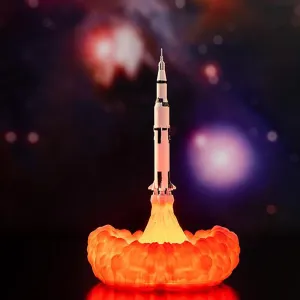 3D Print Space Rocket Night Light LED Table Desk Lamp Room Home Decor