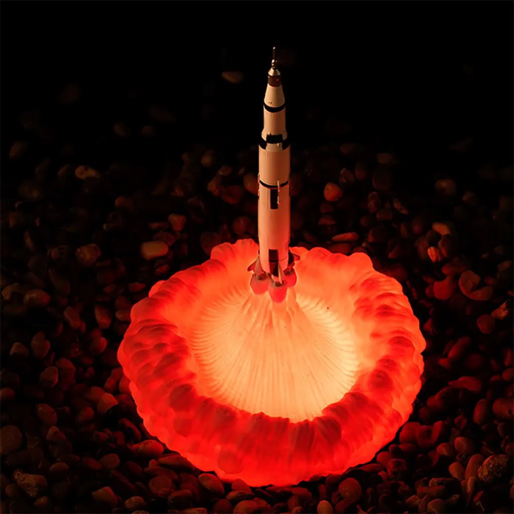 3D Print Space Rocket Night Light LED Table Desk Lamp Room Home Decor