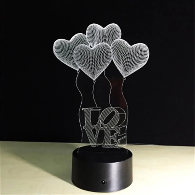 3D Visual Bulb Optical Colorful Led Table Lamp Touch Romantic Night Light Love Heart Wedding Gifts