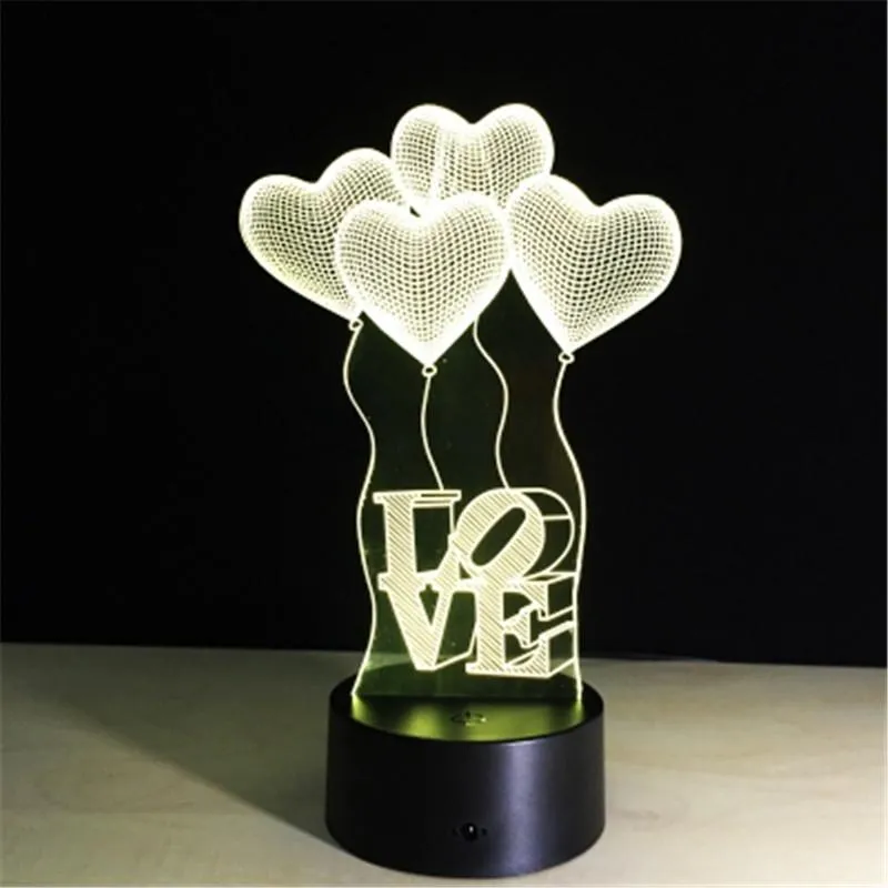 3D Visual Bulb Optical Colorful Led Table Lamp Touch Romantic Night Light Love Heart Wedding Gifts