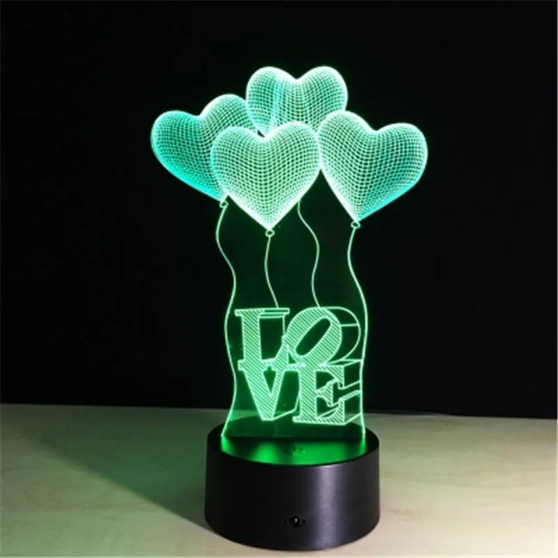 3D Visual Bulb Optical Colorful Led Table Lamp Touch Romantic Night Light Love Heart Wedding Gifts