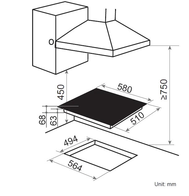 60cm 4 Zone Ceramic Cooktop with Touch Controls