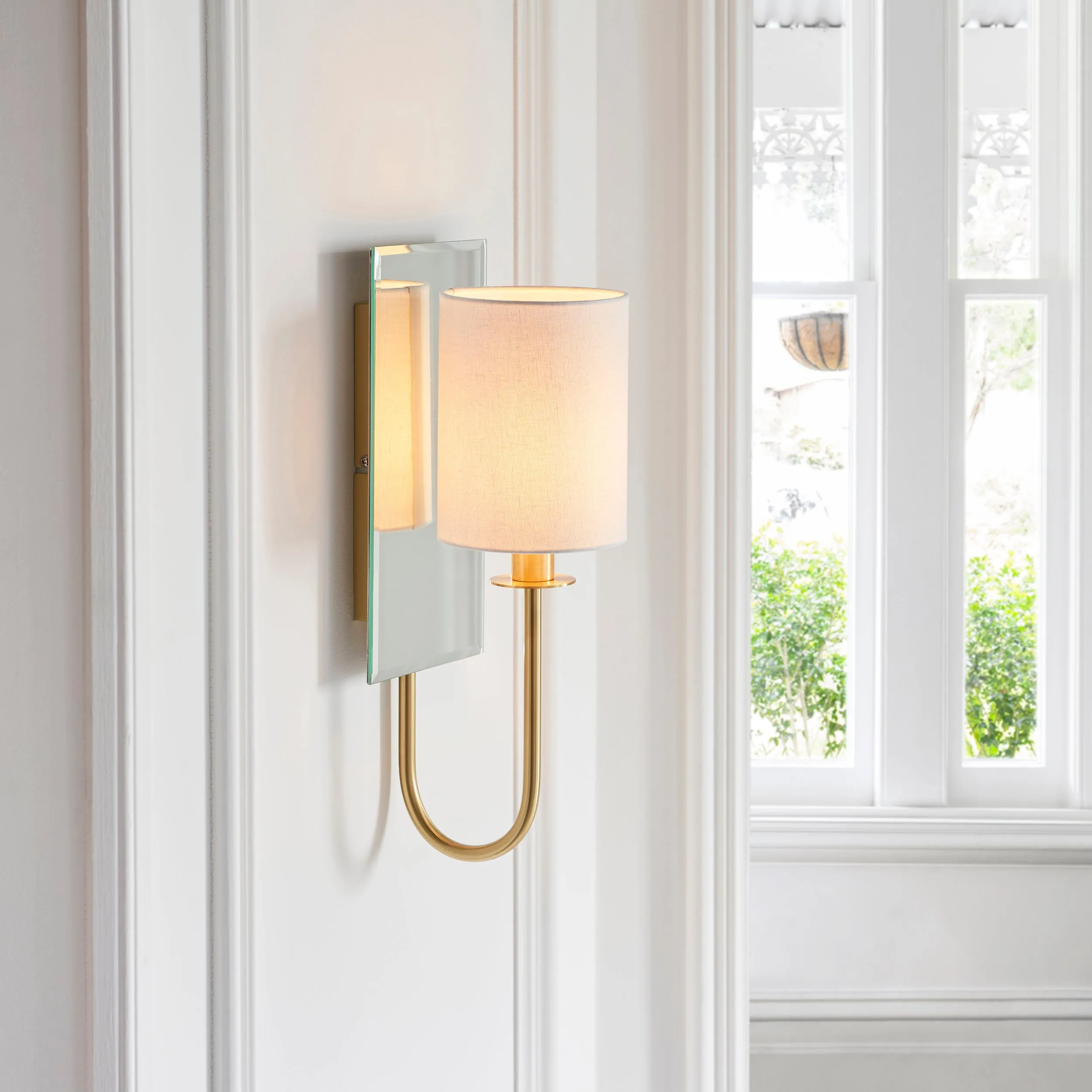 Amos Hades Wall Light Satin Brass with Shade