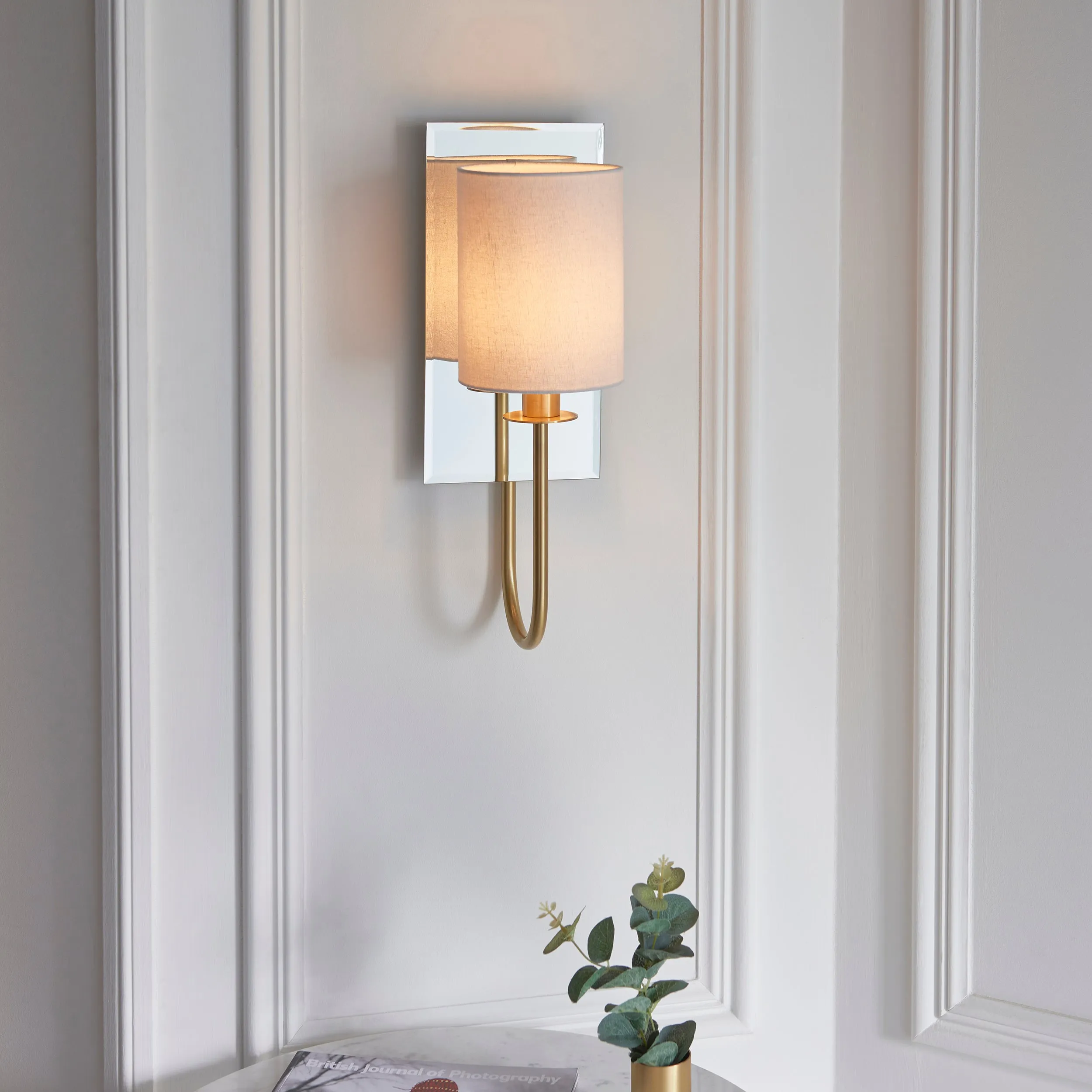 Amos Hades Wall Light Satin Brass with Shade