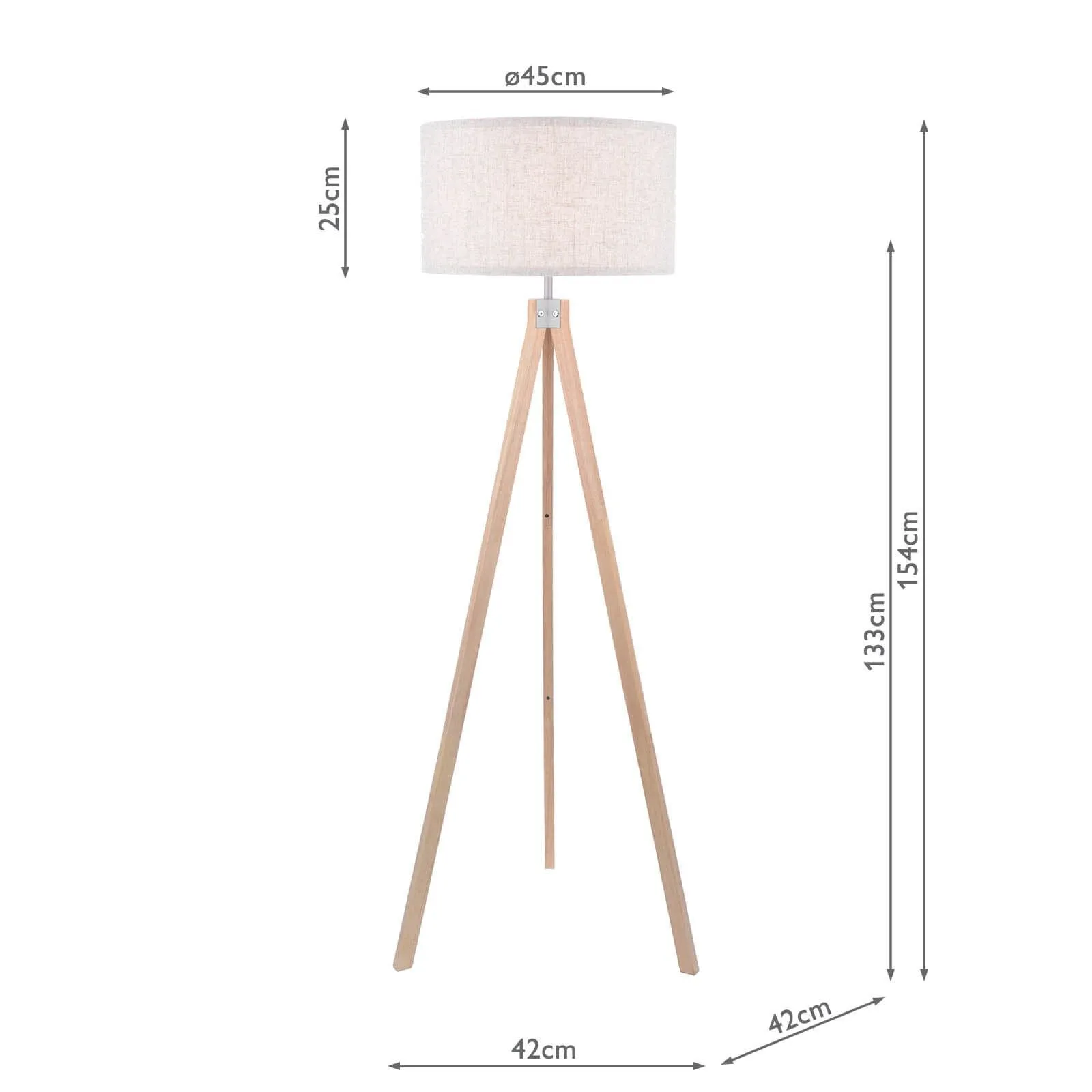 Armitage Tripod Floor Lamp Dark/Light Wood With Shade E27