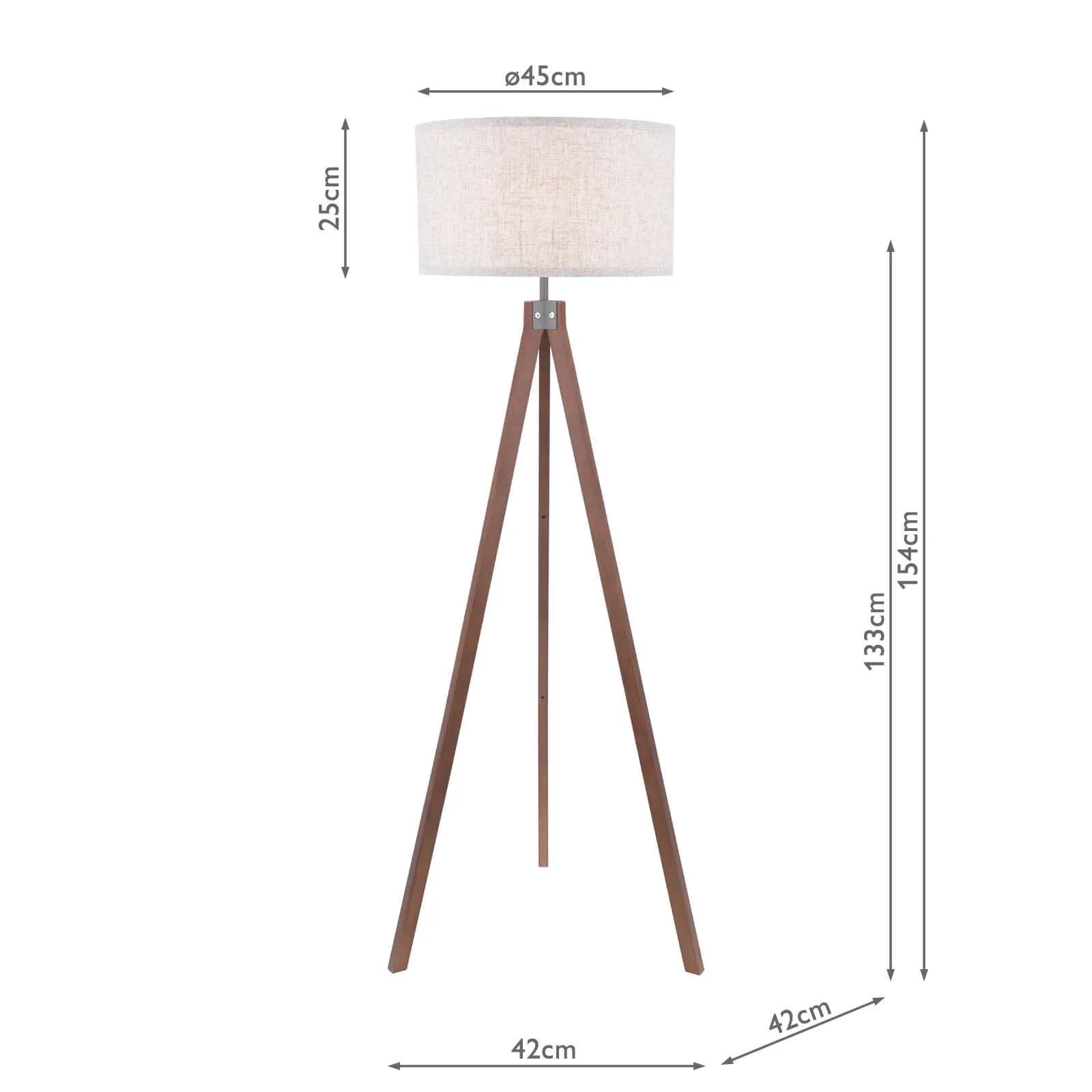 Armitage Tripod Floor Lamp Dark/Light Wood With Shade E27