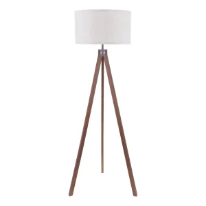 Armitage Tripod Floor Lamp Dark/Light Wood With Shade E27