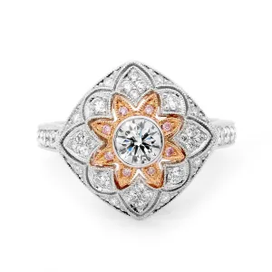 Artistic Pink and White Diamond Ring