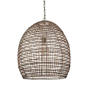 Aruba Pendant Light Brown Woven Straw