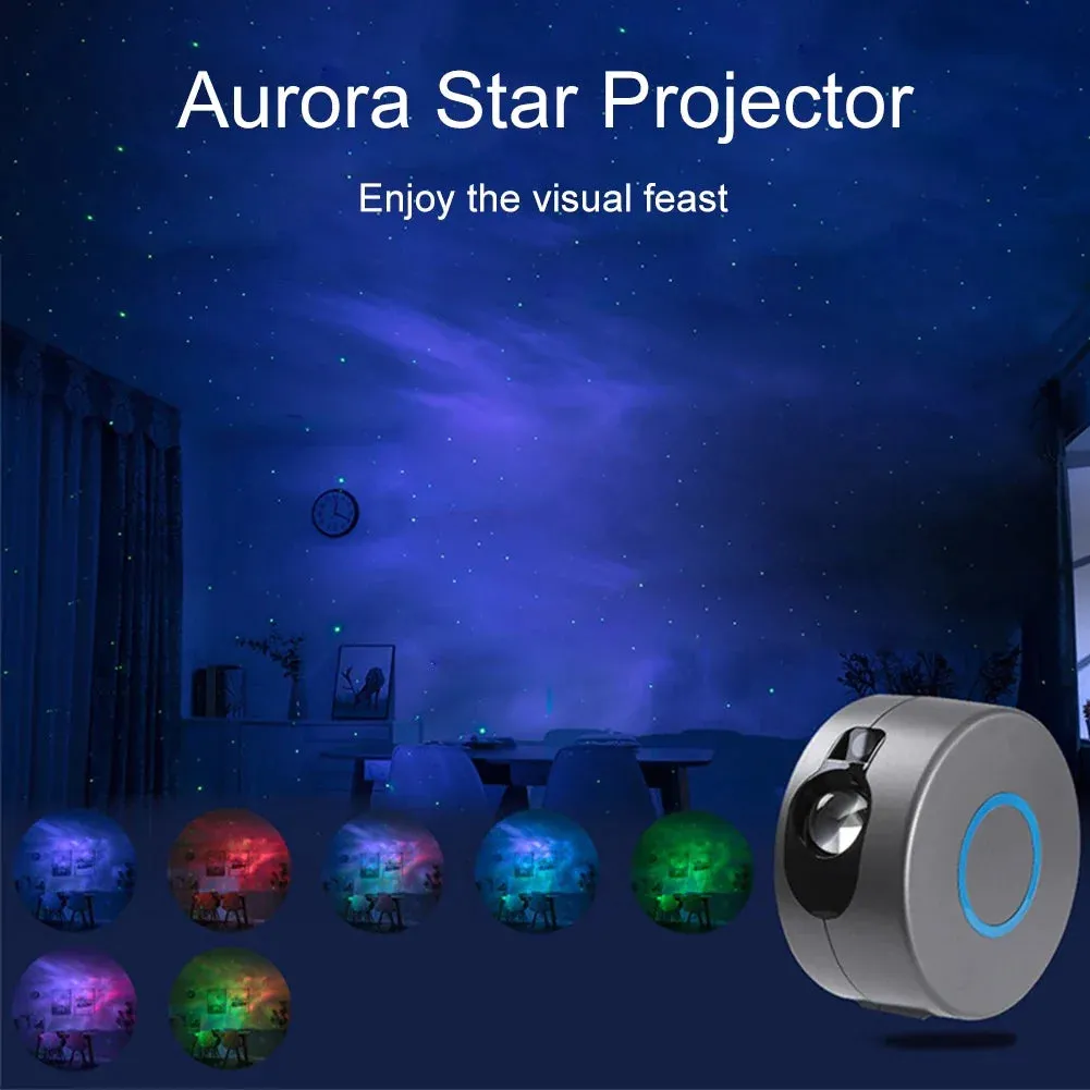 Aurora Star Galaxy Starry Sky LED Projector Lamp Rotating Night Light Colorful Nebula Cloud Lamp Atmospher Bedroom Beside Lamp