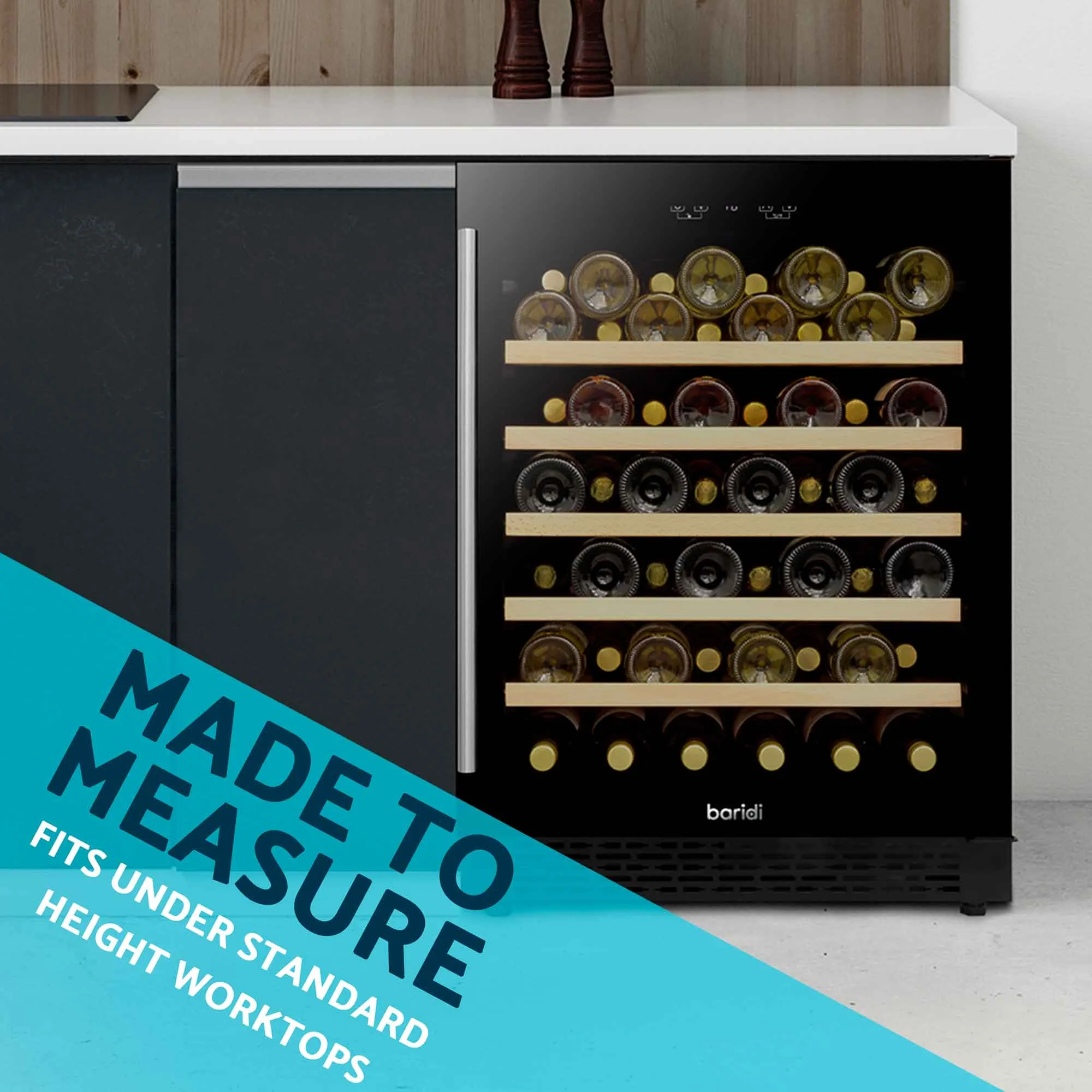 Baridi 54 Bottle Wine Cellar Fridge with Digital Touch Screen Controls, Black - DH78