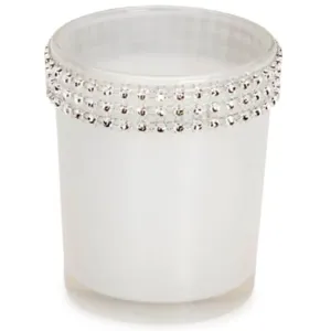 David Tutera Glass Votives White with Rhinestone Trim