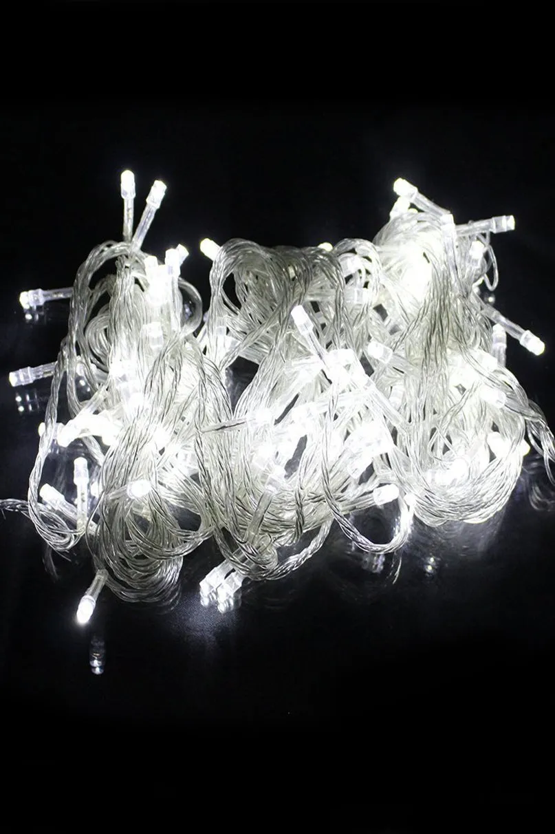 Indoor/Outdoor 100 LED String Lights with Flexible Clear Wire