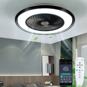 ITEM# 0141   Ceiling Fans With Lights And Remote Control, Modern Low Profile Bladeless Small Ceiling Fan, Flush Mount Enclosed Ceiling Fans (Watch Video)