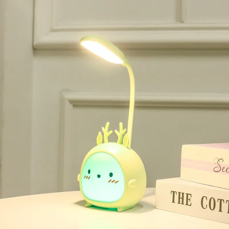 LED Table Lamp USB Rechargeable Desk Lamp Three-speed Dimming Cute Dormitory Reading Lamp Eye Protection Bedroom Night Light