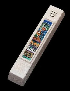 Mezuzah Made in Jerusalem Cast Stone By Shulamit Kanter Art Design #22