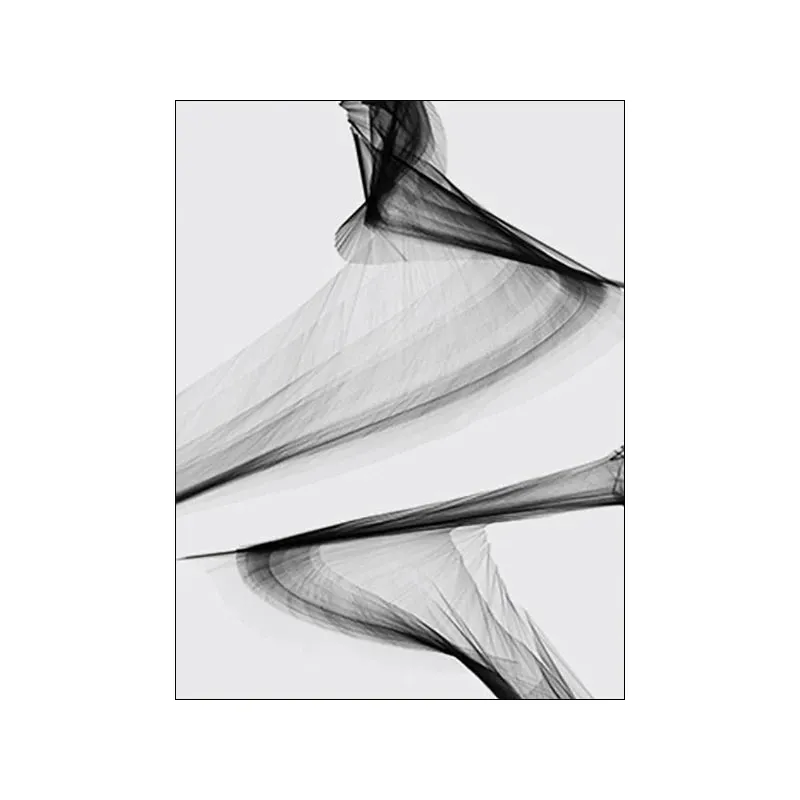 Modern Abstract Minimalist Geometric Flowing Lines Wall Art Fine Art Canvas Prints Black White Pictures For Modern Apartment Living Room Decor