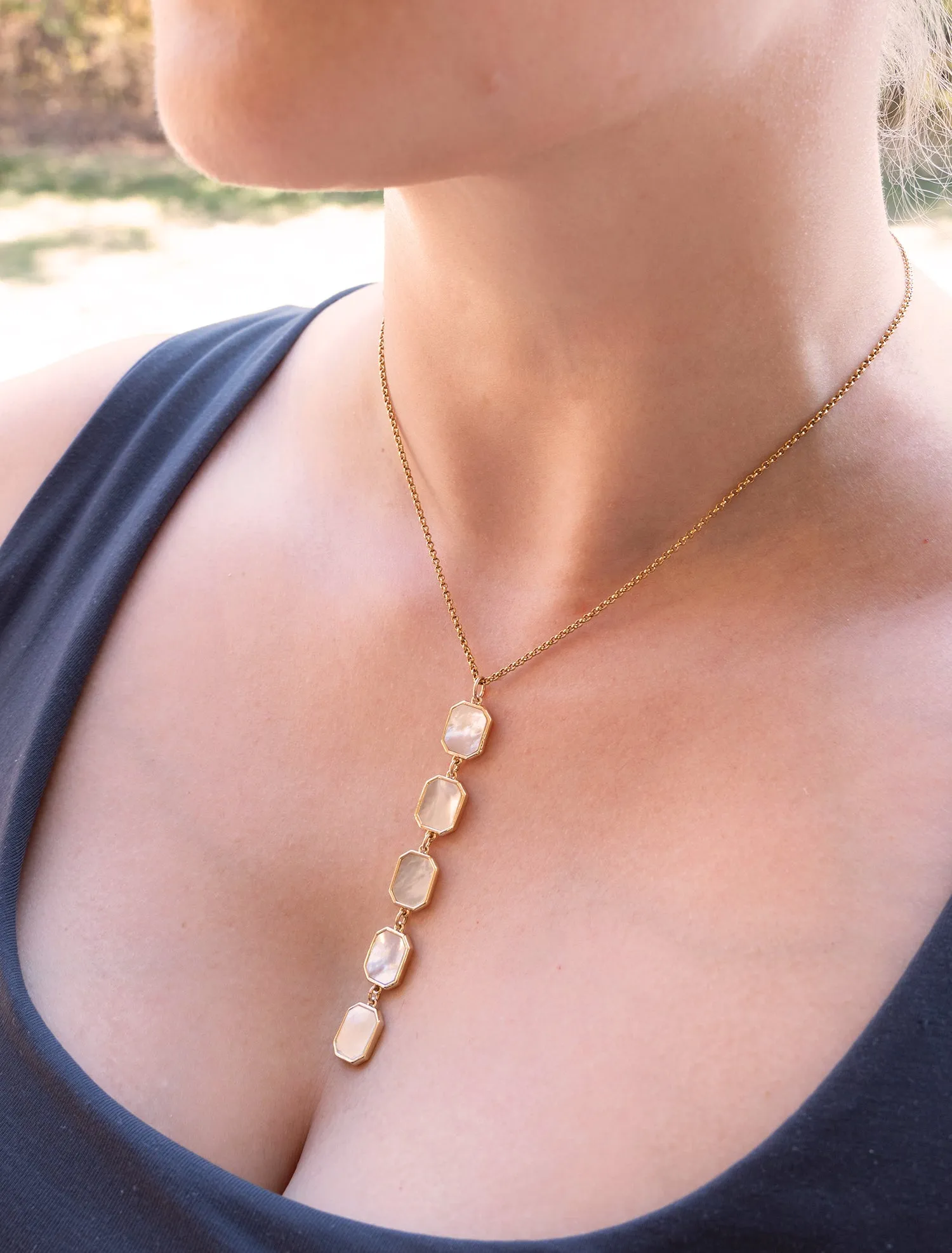 Mother of Pearl Drop Lariat Necklace