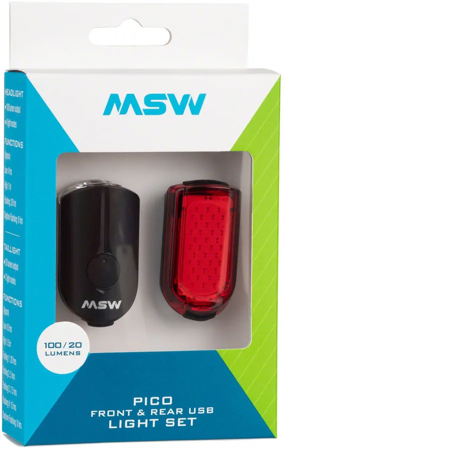 MSW Pico Front and Tigermoth Rear USB Rechargable Light Set