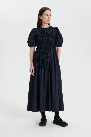 OMARA | DRESS RECYCLED FAILLE NAVY