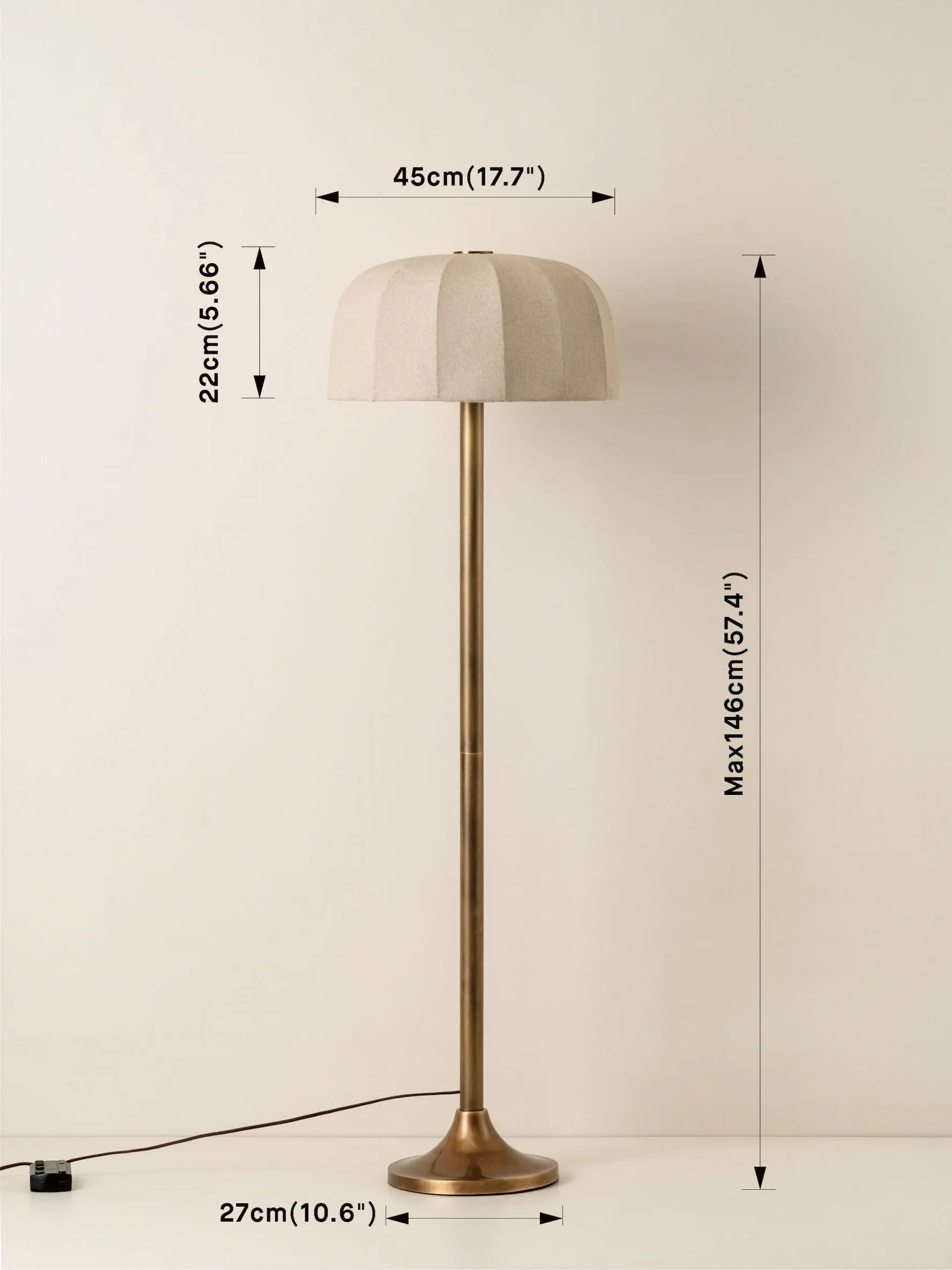 Ottino - aged brass and linen floor lamp