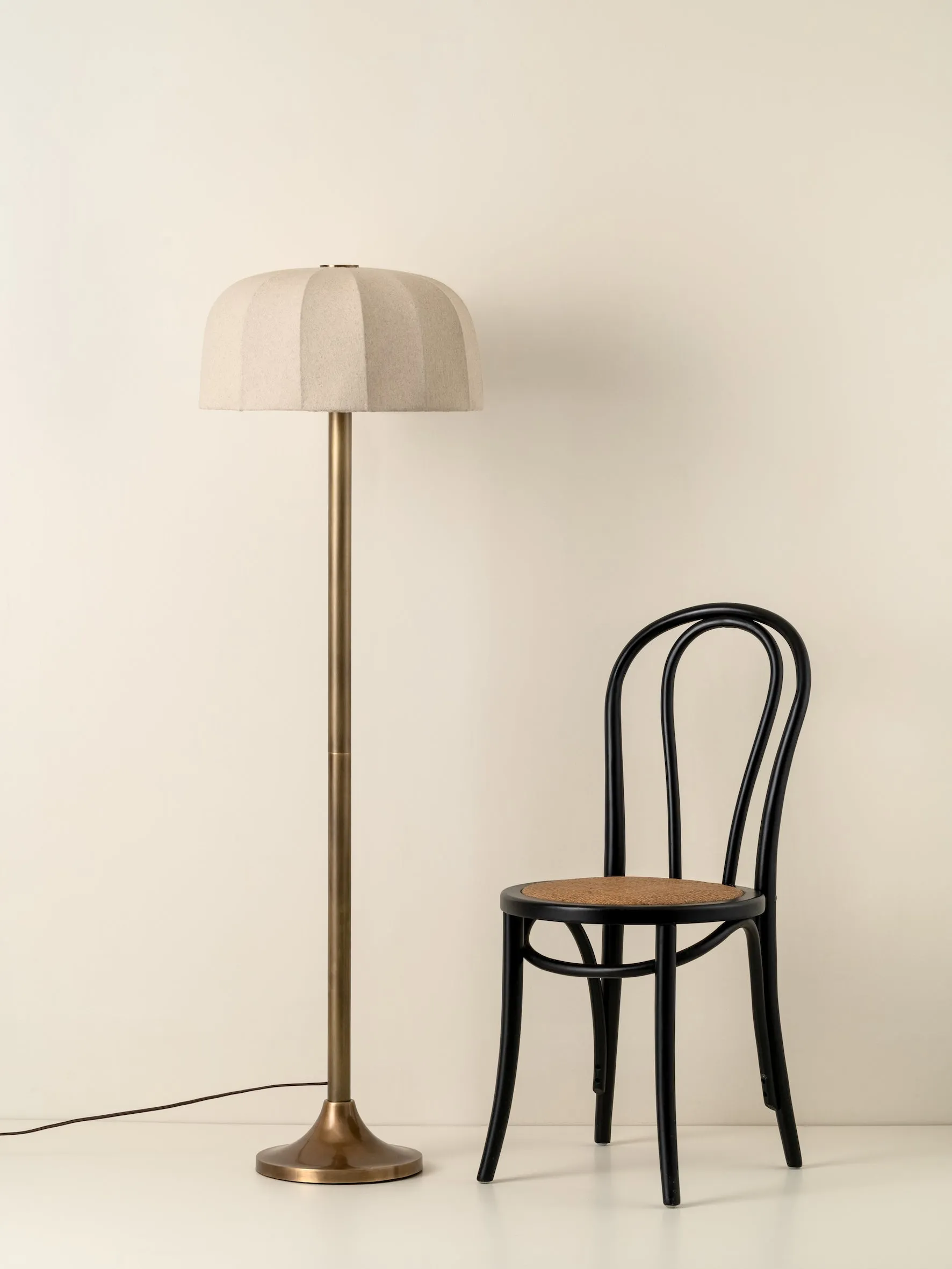 Ottino - aged brass and linen floor lamp