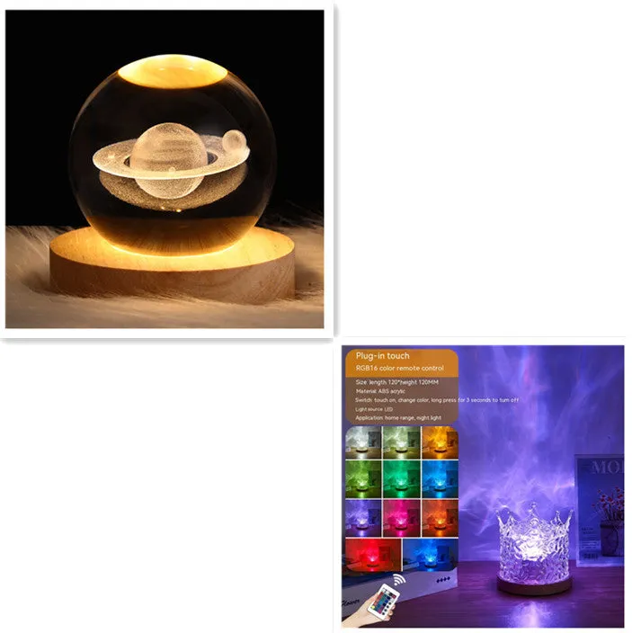 RGB Crystal Wave Projection Lamp – 16-Color Rotating Ambient Night Light