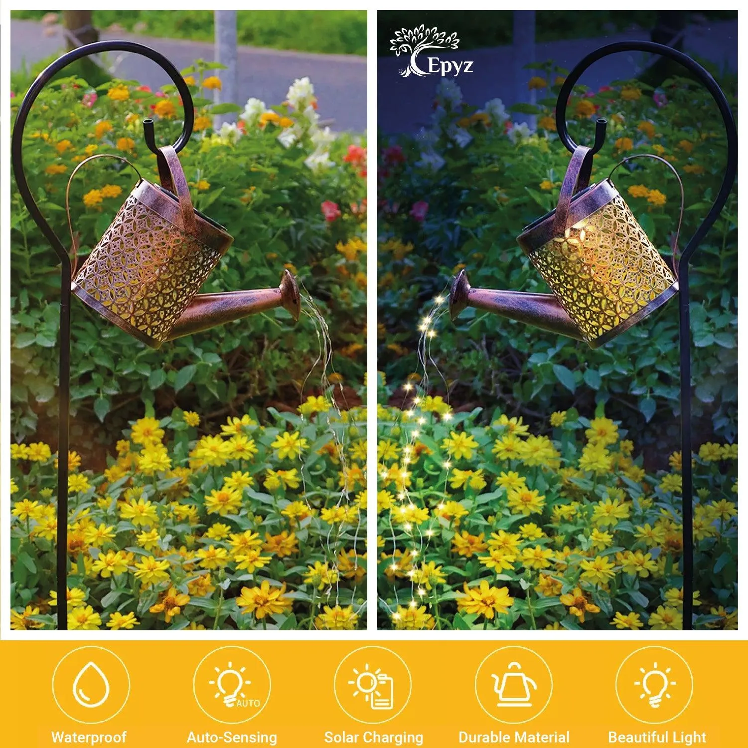 Solar Watering Can Metal Light | Solar Metal Light