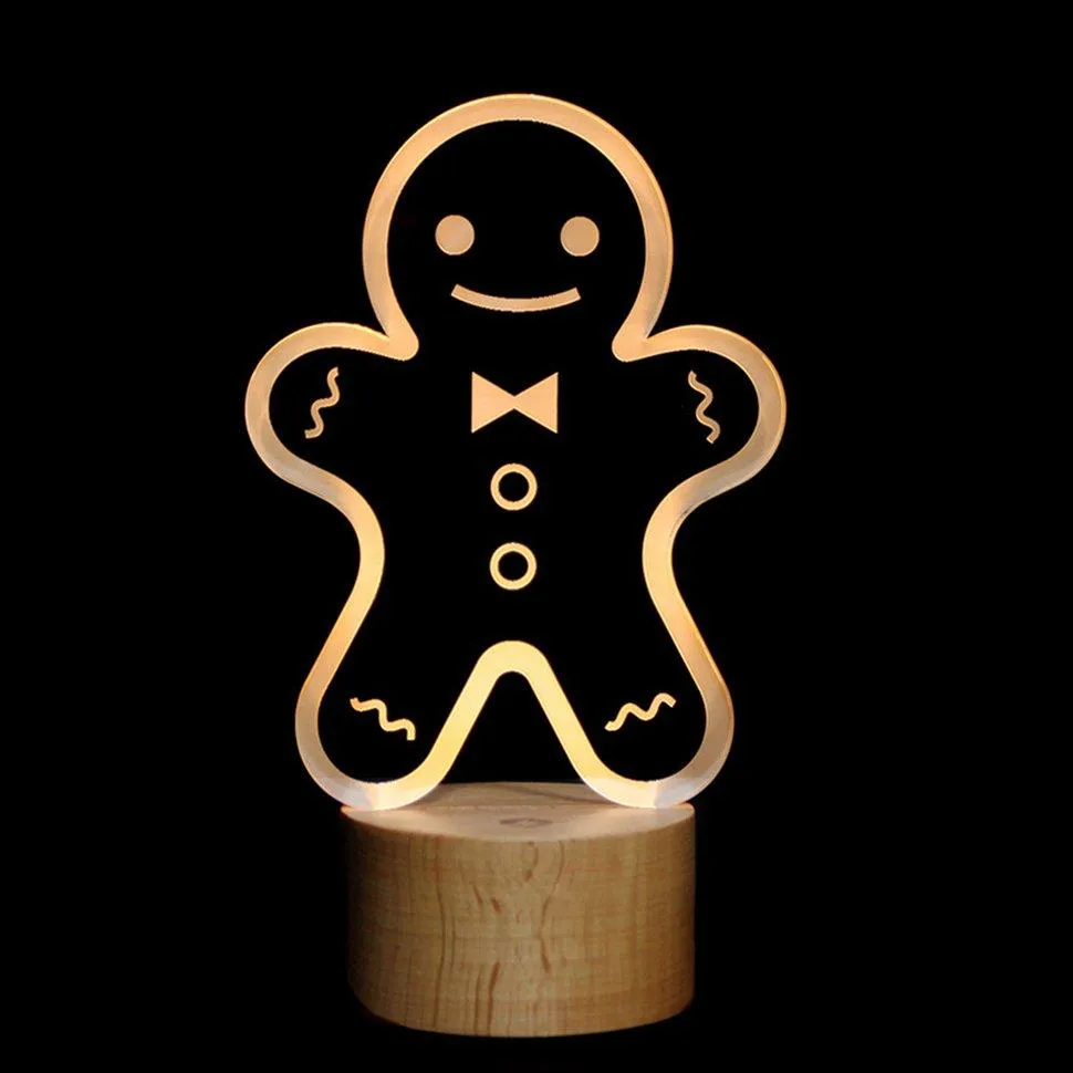 SQM Wooden Led Desk Lamp Snowflake Night Light 3D Led Night Light Christmas Gift Kids Birthday Gift Room Decoration