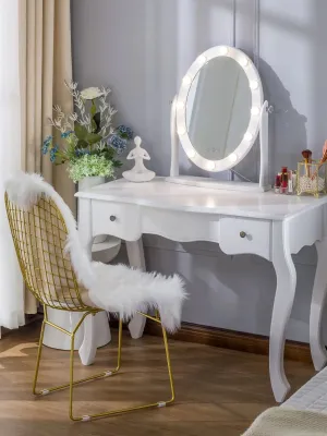 Starry 8 Round Adjustable LED Hollywood Vanity Mirror - White