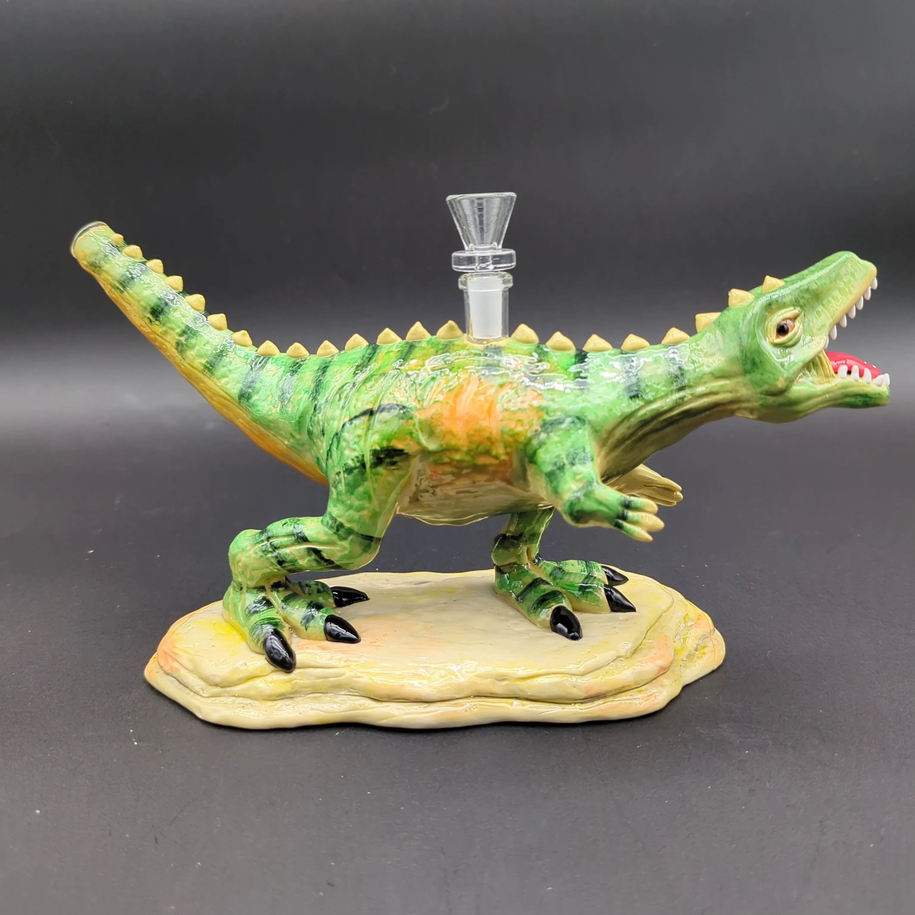 Handcrafted T-Rex Dinosaur Bong - Premium Glass & Resin Smoking Piece