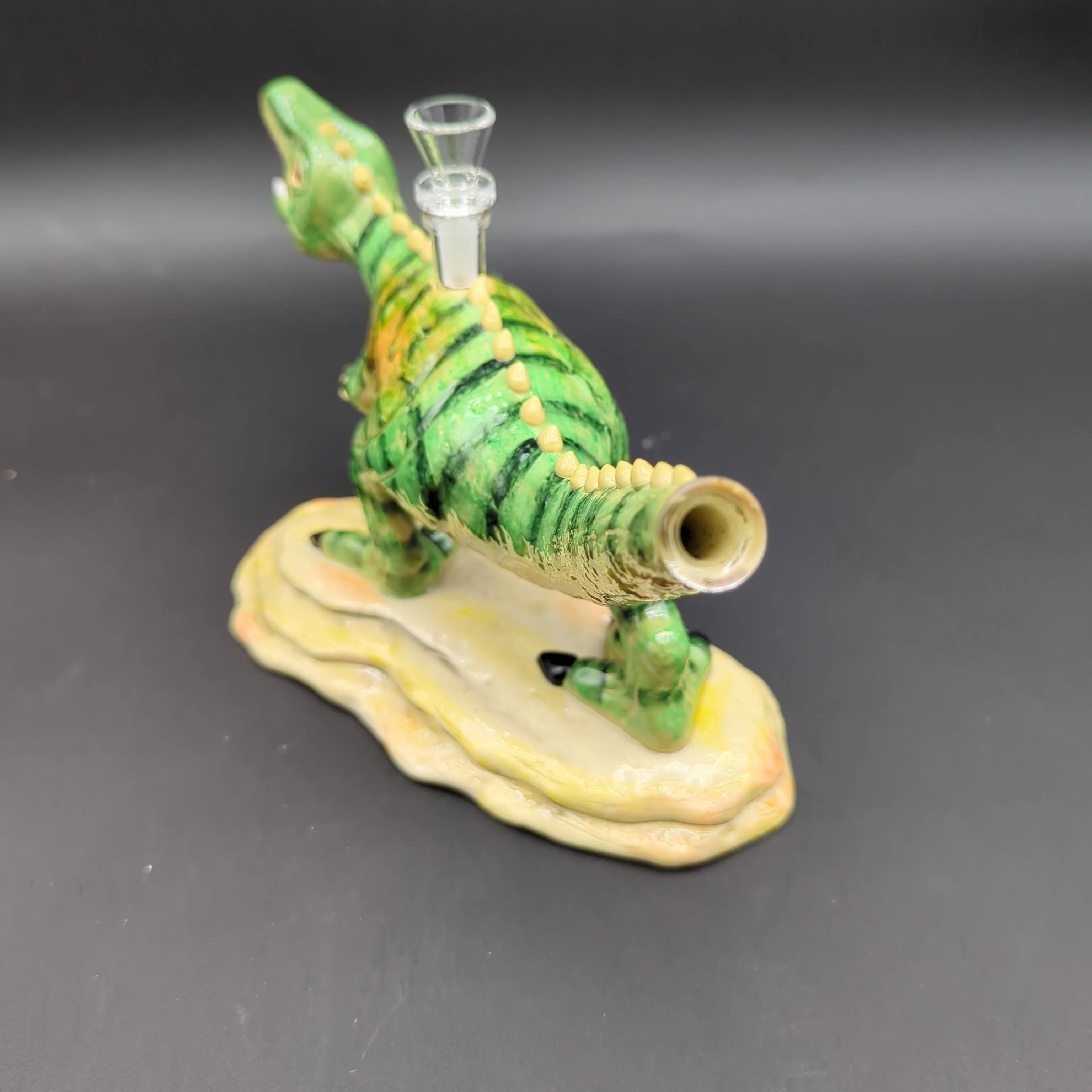 Handcrafted T-Rex Dinosaur Bong - Premium Glass & Resin Smoking Piece