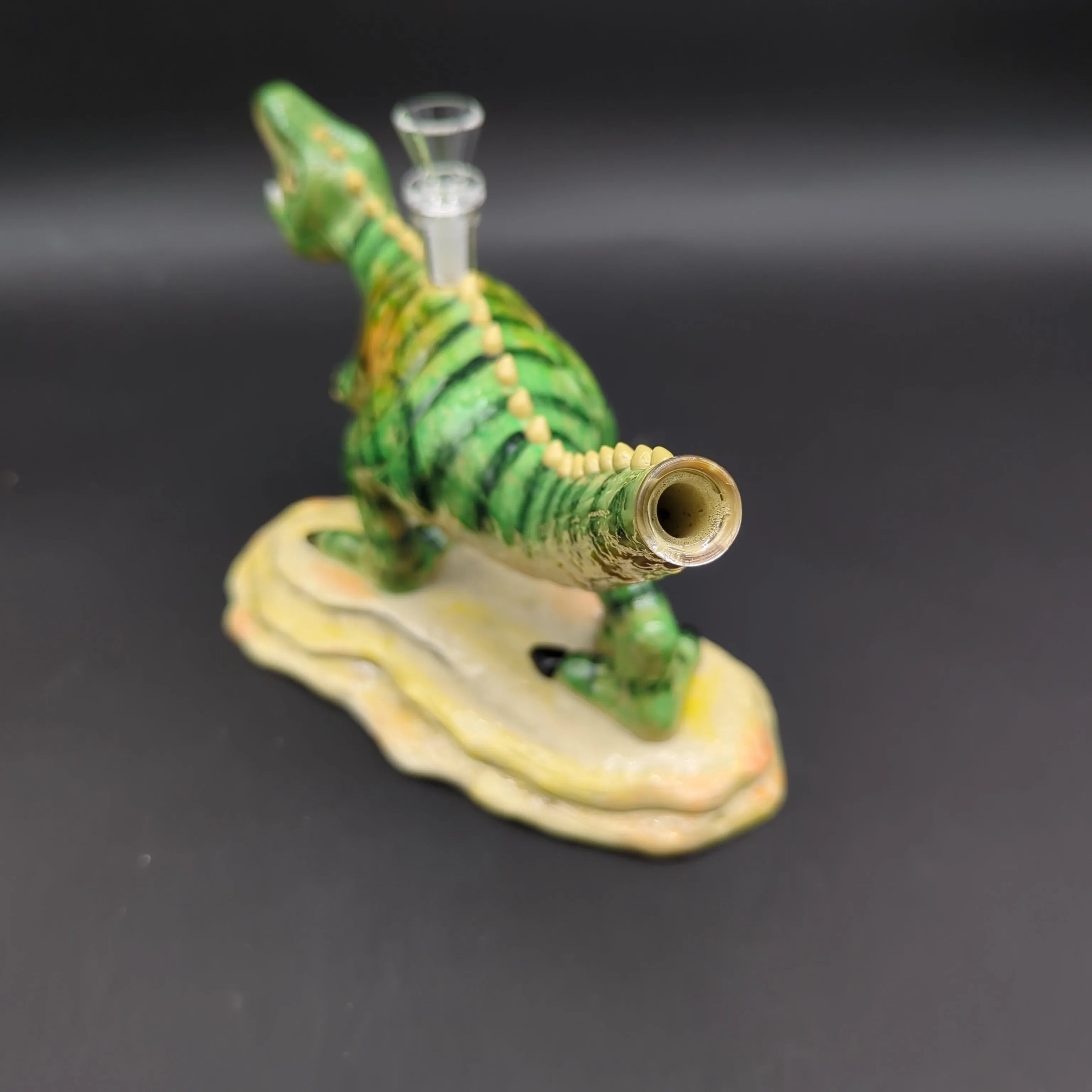 Handcrafted T-Rex Dinosaur Bong - Premium Glass & Resin Smoking Piece