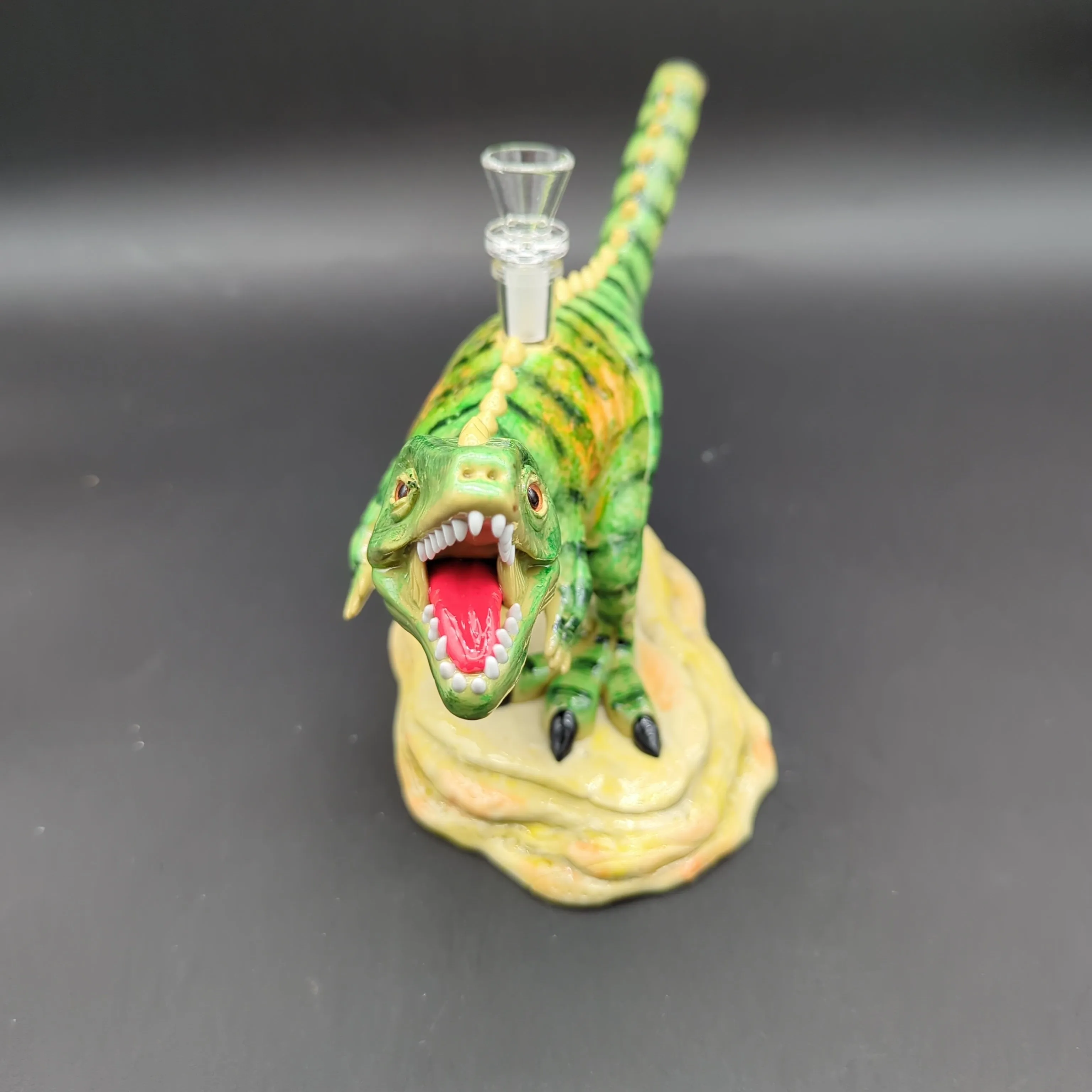 Handcrafted T-Rex Dinosaur Bong - Premium Glass & Resin Smoking Piece