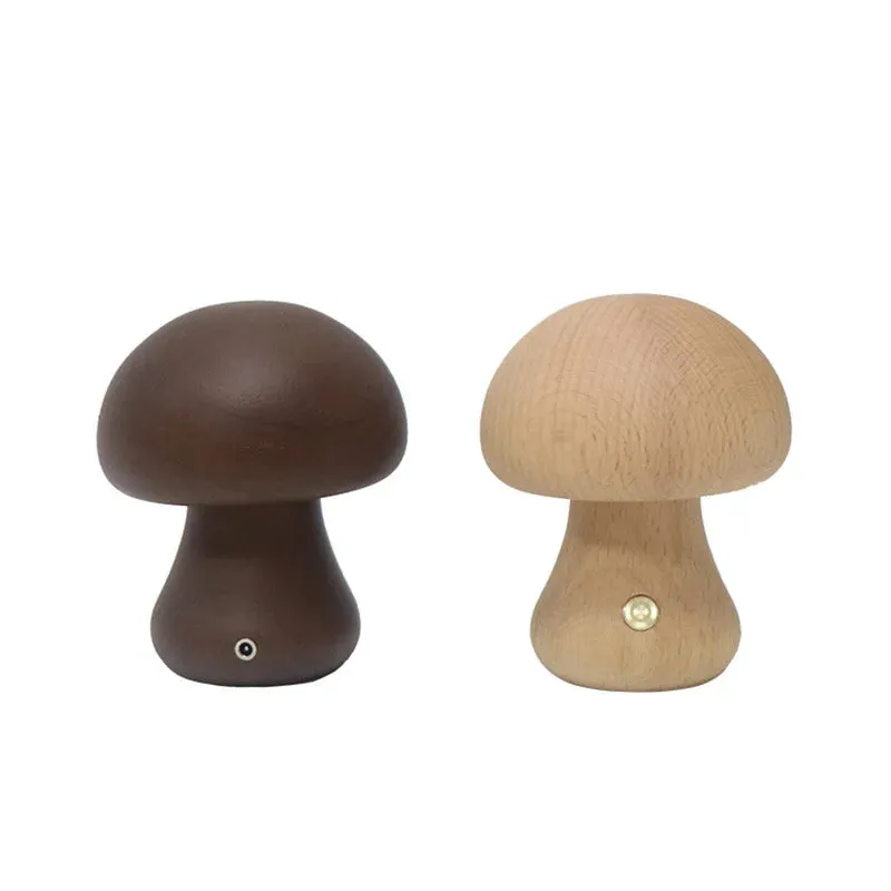 Touch Switch Wooden Mushroom LED Night Lamp