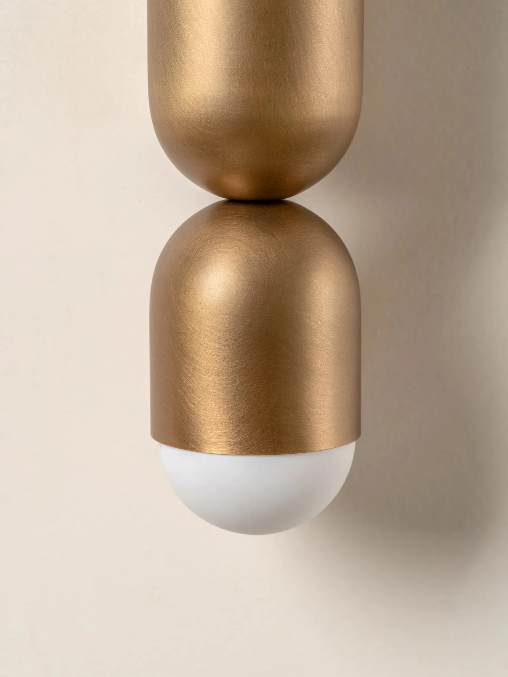 Tuba - 2 light aged brass and opal wall light