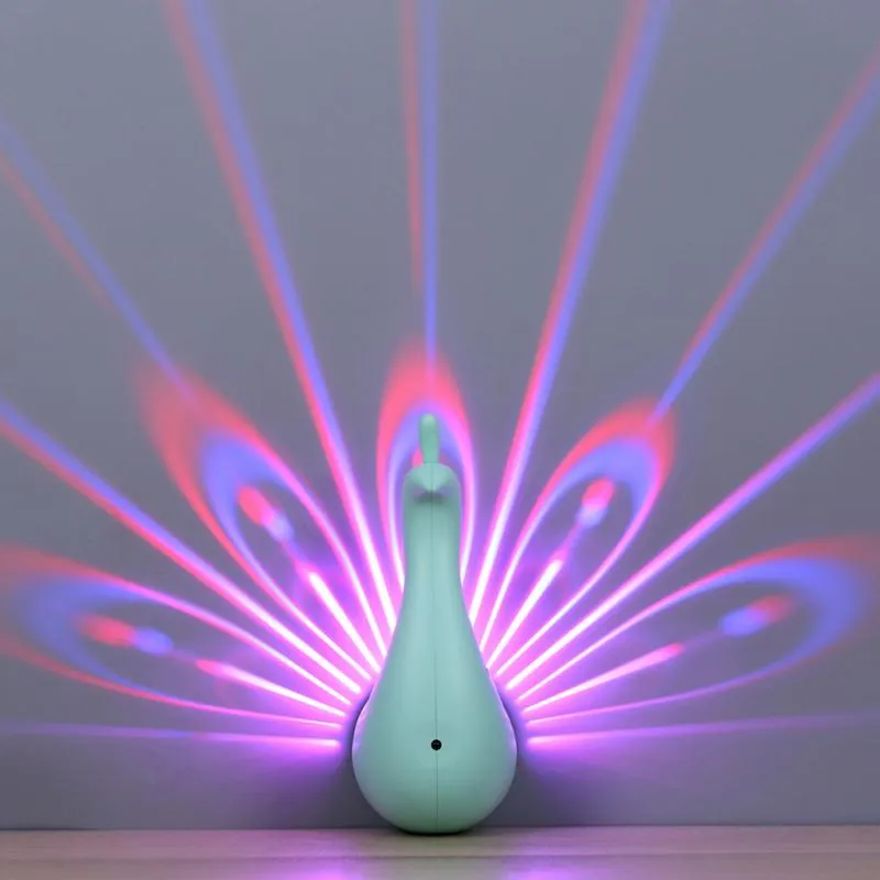 Wall Lamp Home Decoration Creative 3D Peacock Projection Lamp Remote Control LED Night Light