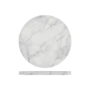 White Marble Agra Melamine Round Slab 28.5cm - Pack 1