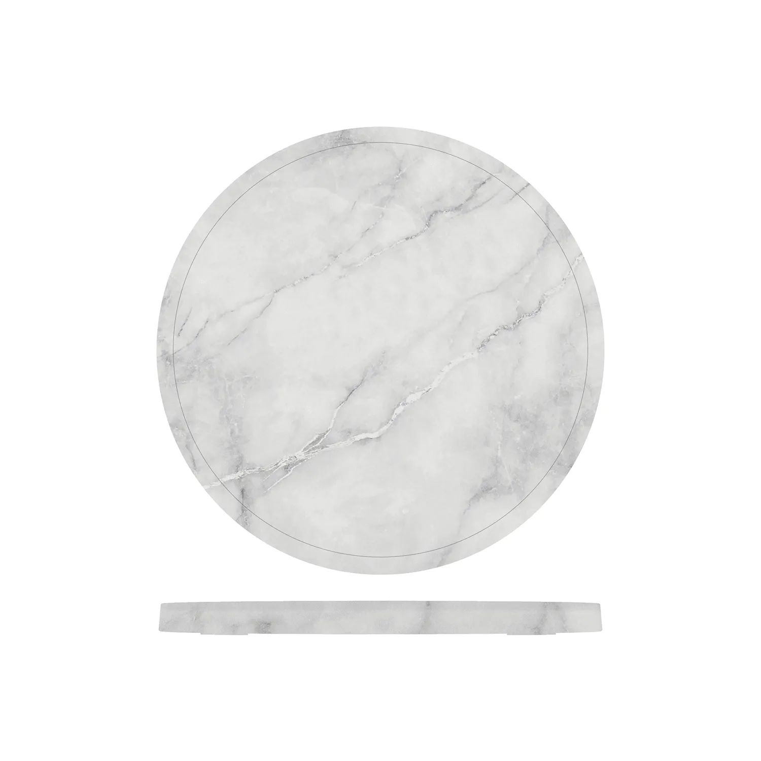 White Marble Agra Melamine Round Slab 28.5cm - Pack 1